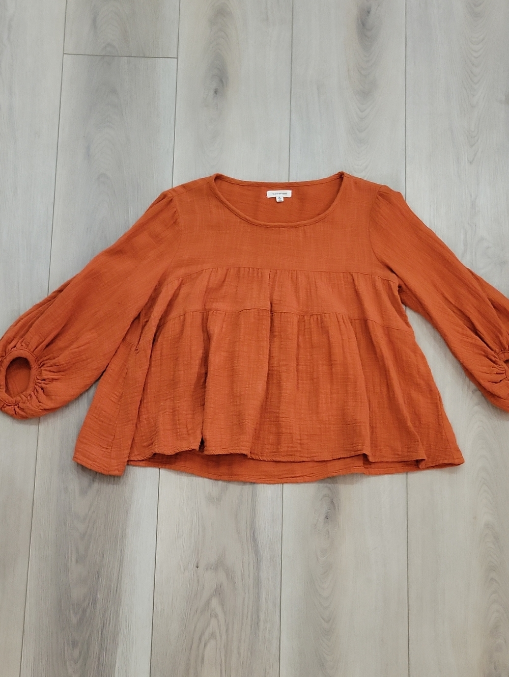 Max Studio Tiered Peasant Tunic - Rust